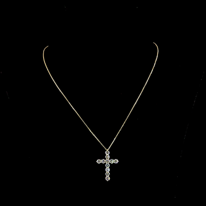 3.03 CTTW Round Lab Diamond Cross Necklace Pendant (H Color and SI Clarity)