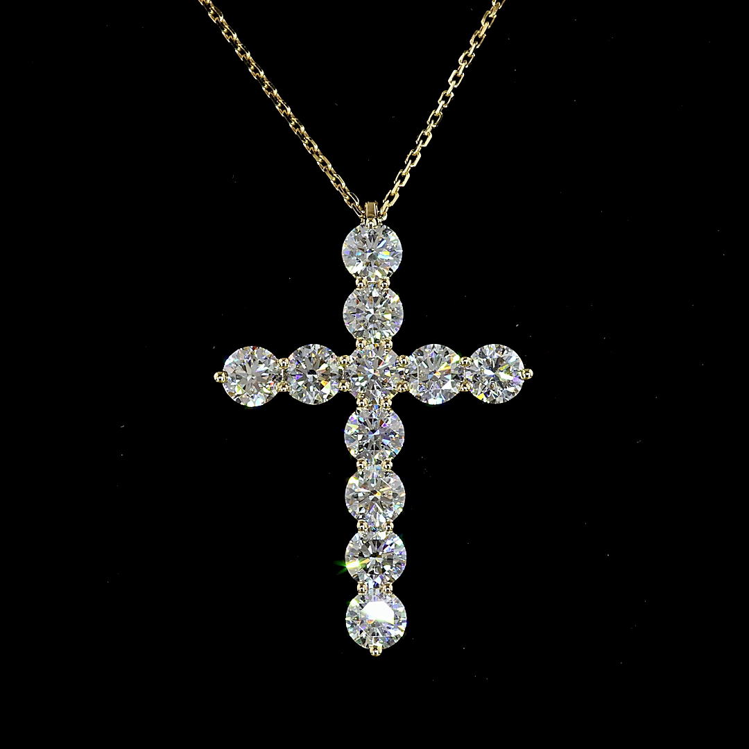 3.03 CTTW Round Lab Diamond Cross Necklace Pendant (F/E Color and VS2/VS Clarity)