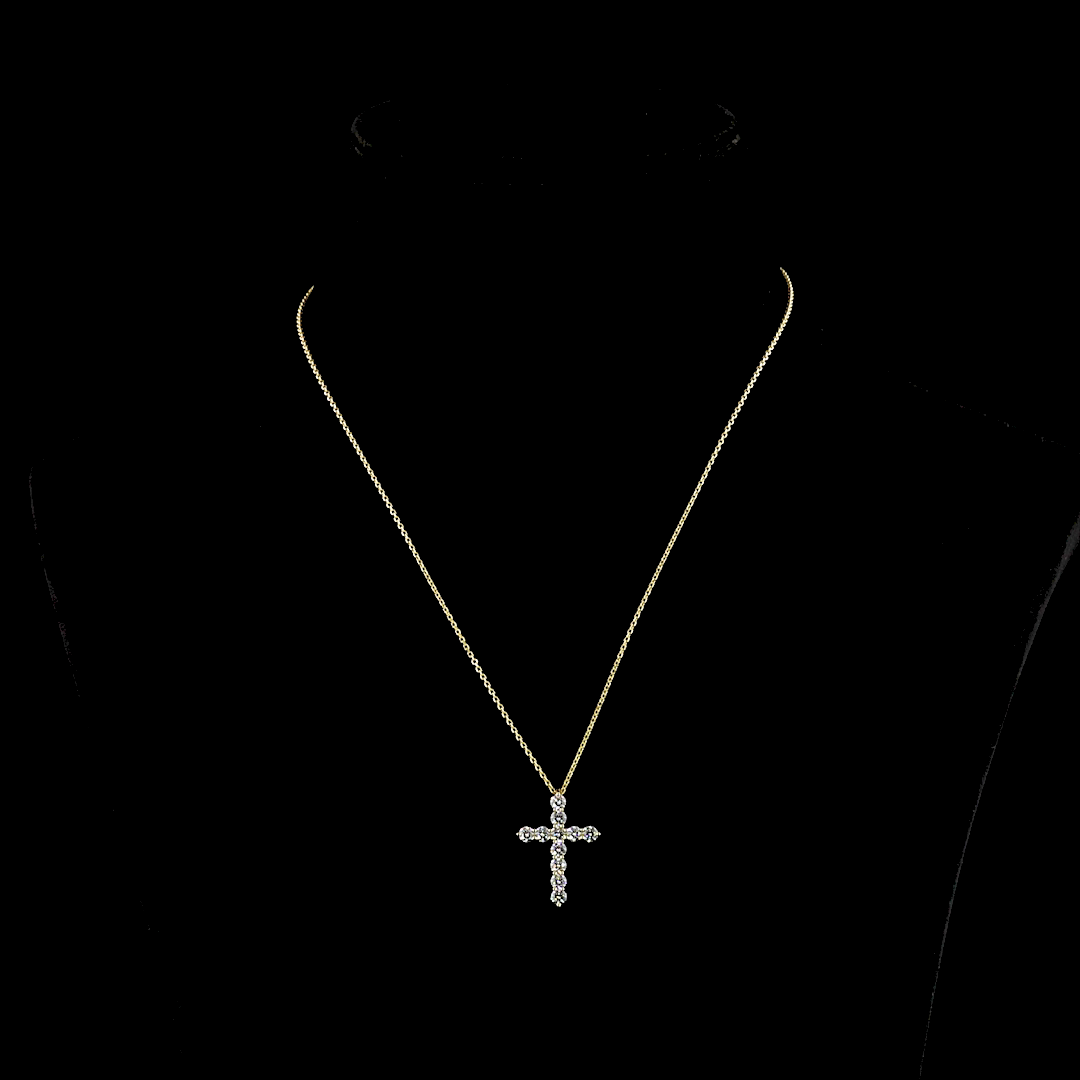 2.06 CTTW Round Natural Diamond Cross Necklace Pendant (H Color and SI Clarity)