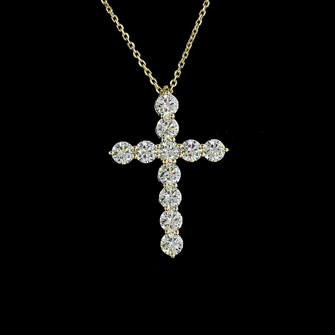 2.06 CTTW Round Natural Diamond Cross Necklace Pendant (H Color and SI Clarity)