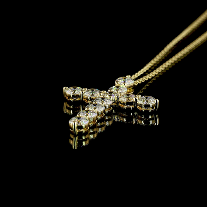 2.08 CTTW Round Lab Grown Diamond Cross Necklace Pendant 28.82" (E Color and VS1 Clarity)