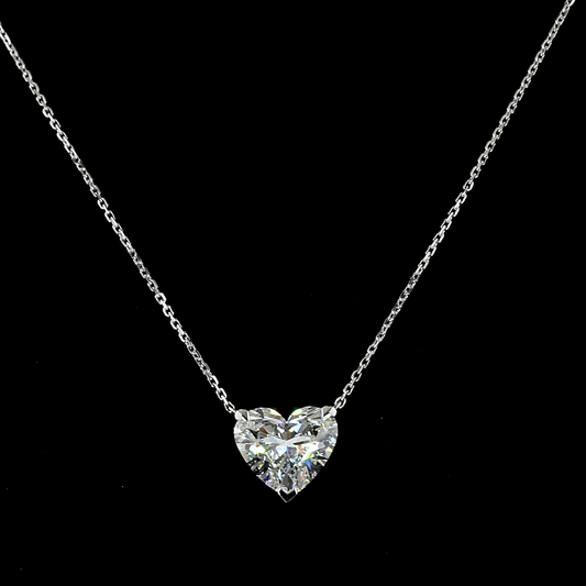 3.49 CT Heart Lab Diamond Solitaire Necklace Pendant (E Color and VS1 Clarity)
