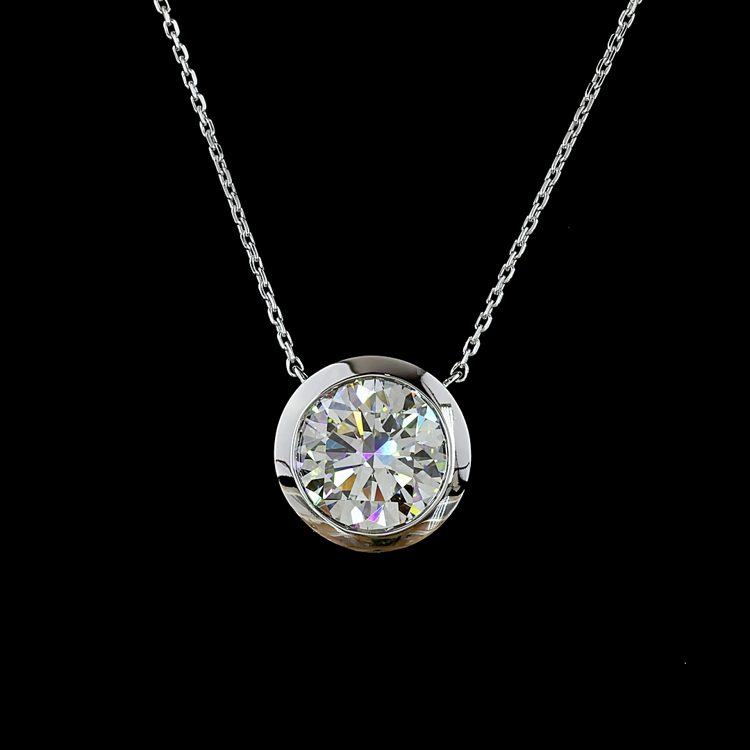 4.08 CT Round Lab Grown Diamond Solitaire Necklace Pendant 20" (E Color and VVS2 Clarity)