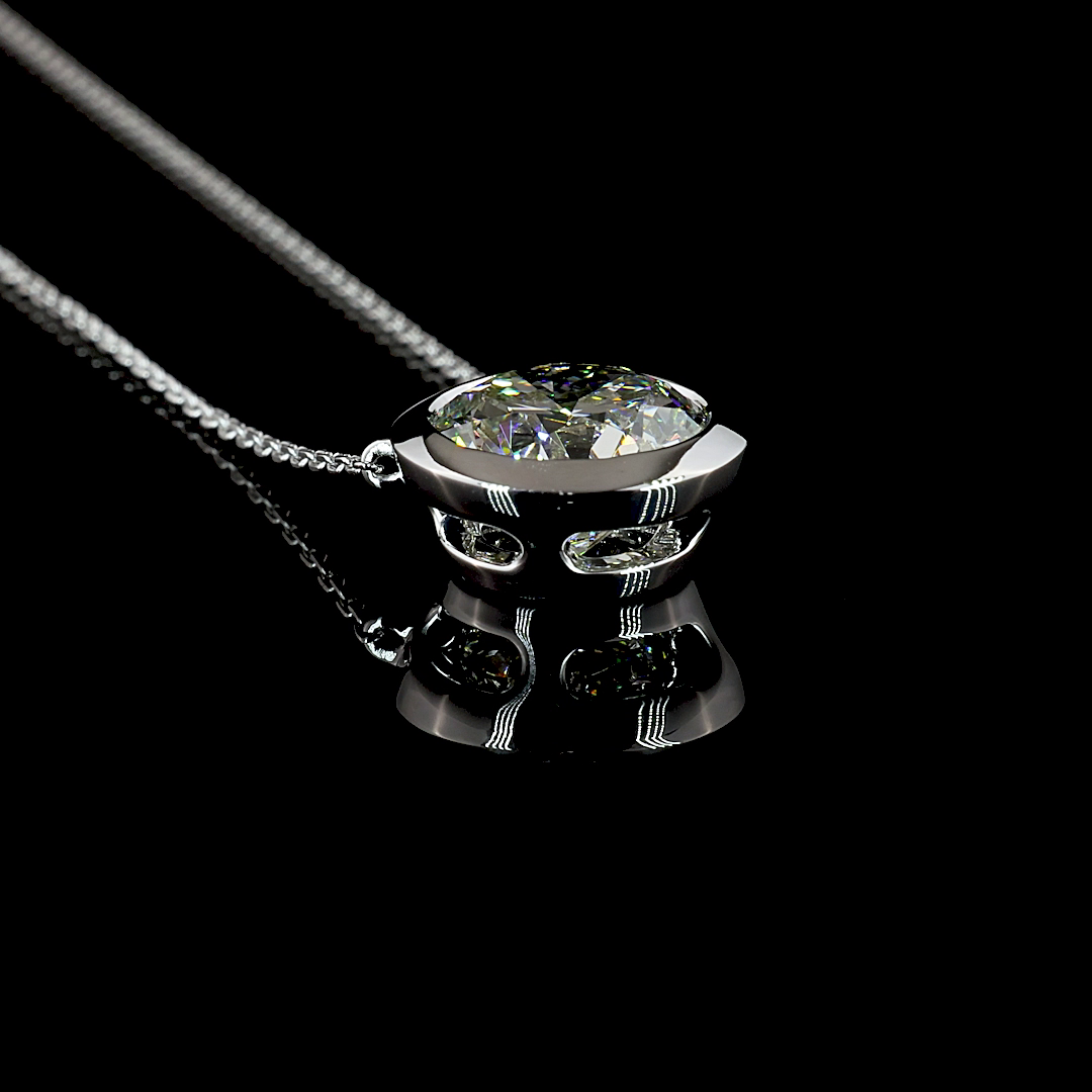 4.08 CT Round Lab Grown Diamond Solitaire Necklace Pendant 20" (E Color and VVS2 Clarity)