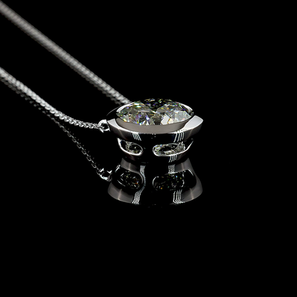 4.08 CT Round Lab Grown Diamond Solitaire Necklace Pendant 20" (E Color and VVS2 Clarity)