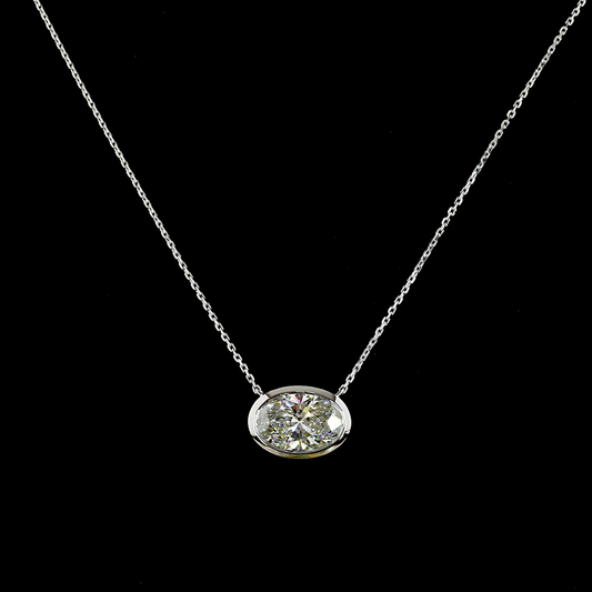 3.06 CT Oval Lab Diamond Solitaire Necklace Pendant (D Color and VS1 Clarity)