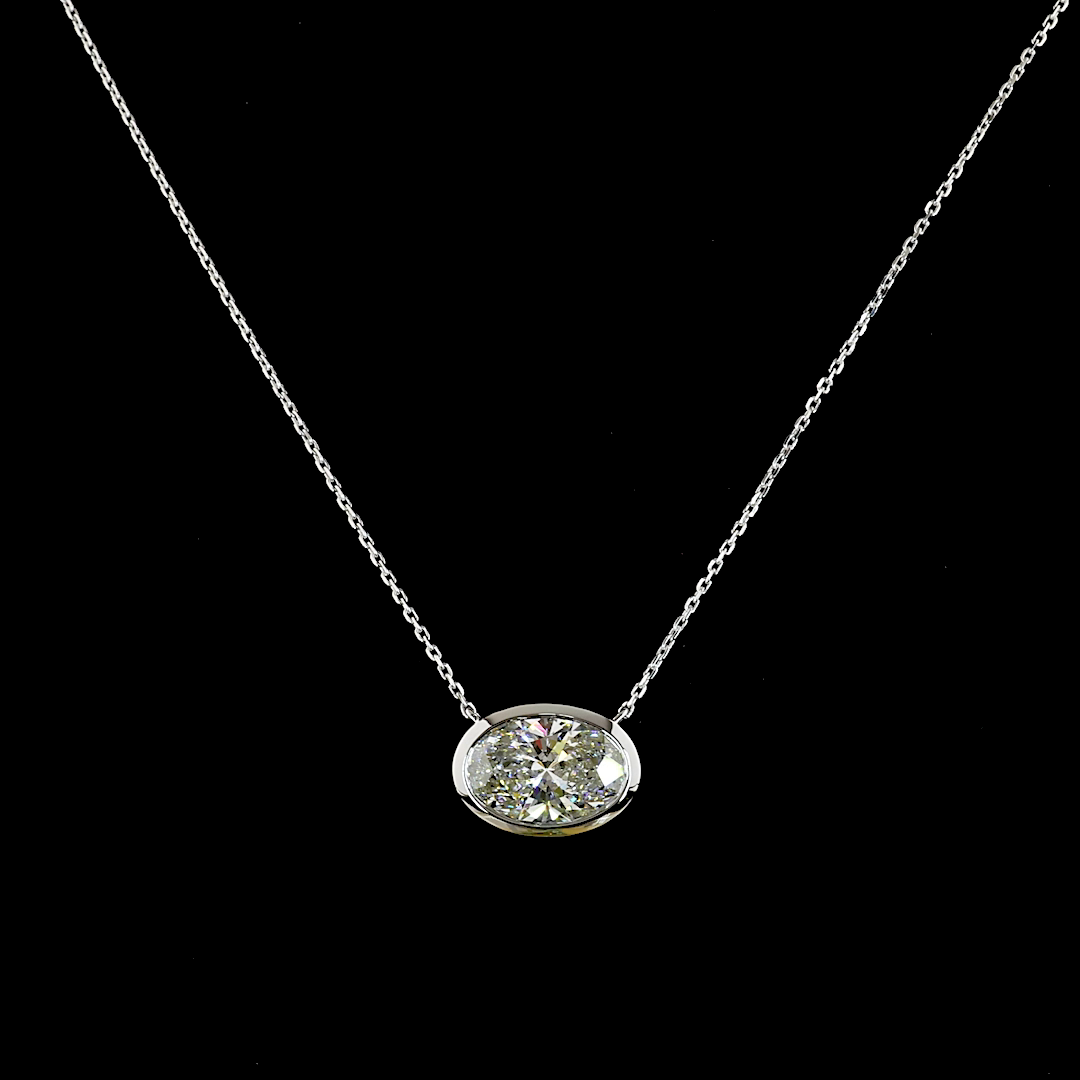 3.06 CT Oval Lab Grown Diamond Solitaire Necklace Pendant 18" (D Color and VS1 Clarity)