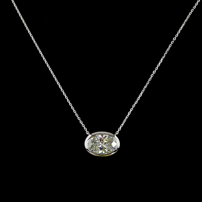 3.06 CT Oval Lab Grown Diamond Solitaire Necklace Pendant 18" (D Color and VS1 Clarity)