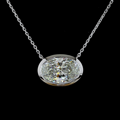 3.06 CT Oval Lab Grown Diamond Solitaire Necklace Pendant 18" (D Color and VS1 Clarity)