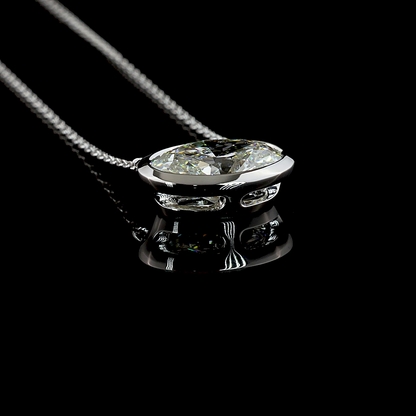 3.06 CT Oval Lab Grown Diamond Solitaire Necklace Pendant 18" (D Color and VS1 Clarity)