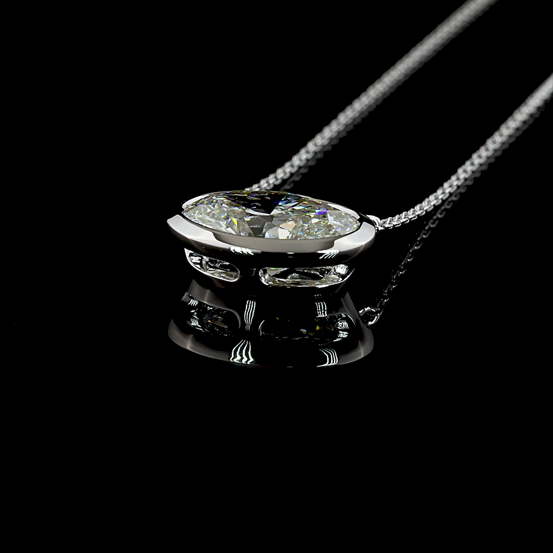 3.06 CT Oval Lab Grown Diamond Solitaire Necklace Pendant 18" (D Color and VS1 Clarity)