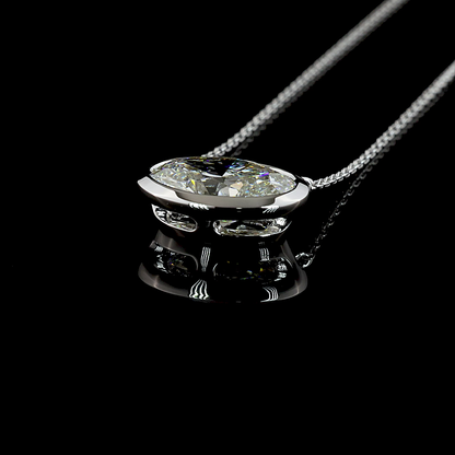 3.06 CT Oval Lab Grown Diamond Solitaire Necklace Pendant 18" (D Color and VS1 Clarity)