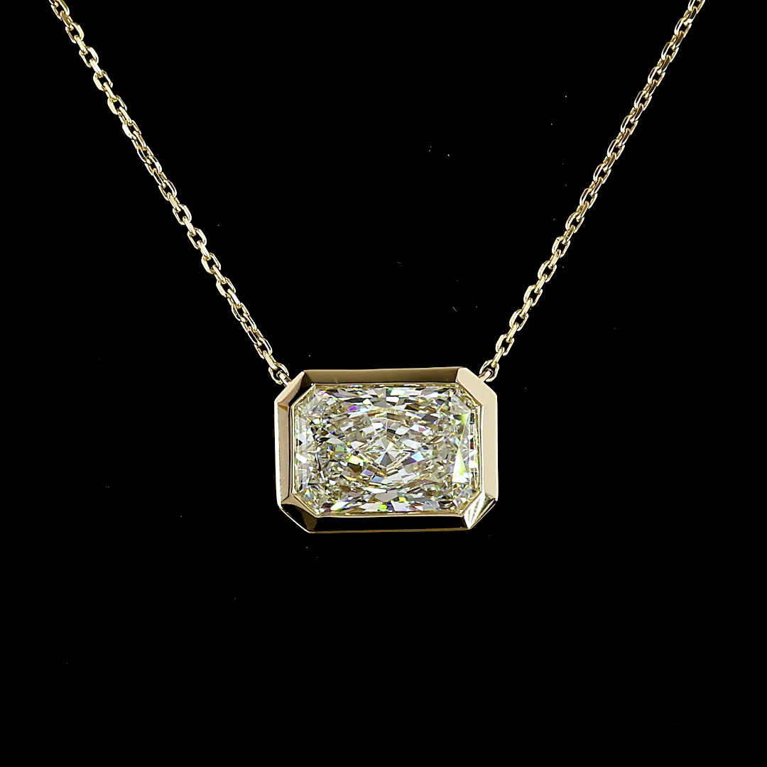 3.09 CT Radiant Lab Grown Diamond Solitaire Necklace Pendant 18" (F Color and VS1 Clarity)