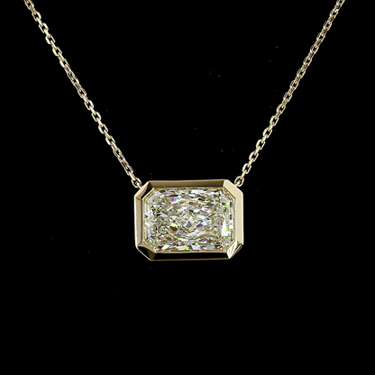 3.09 CT Radiant Lab Grown Diamond Solitaire Necklace Pendant 18" (F Color and VS1 Clarity)