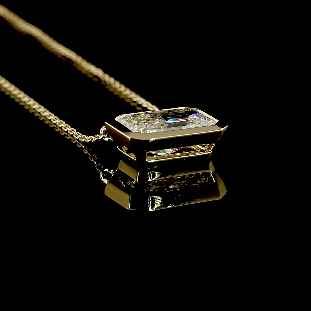 3.09 CT Radiant Lab Grown Diamond Solitaire Necklace Pendant 18" (F Color and VS1 Clarity)