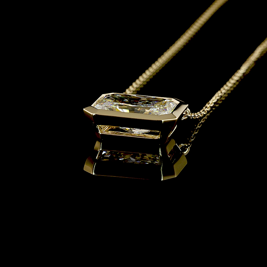 3.09 CT Radiant Lab Grown Diamond Solitaire Necklace Pendant 18" (F Color and VS1 Clarity)
