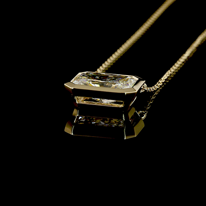 3.09 CT Radiant Lab Grown Diamond Solitaire Necklace Pendant 18" (F Color and VS1 Clarity)