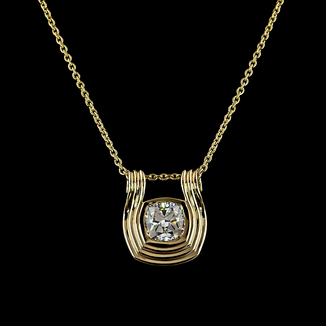 3.12 CT Square Cushion Brilliant Lab Diamond Solitaire Necklace Pendant (F Color and VS1 Clarity)