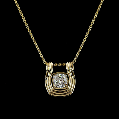3.12 CT Square Cushion Brilliant Lab Diamond Solitaire Necklace Pendant (F Color and VS1 Clarity)