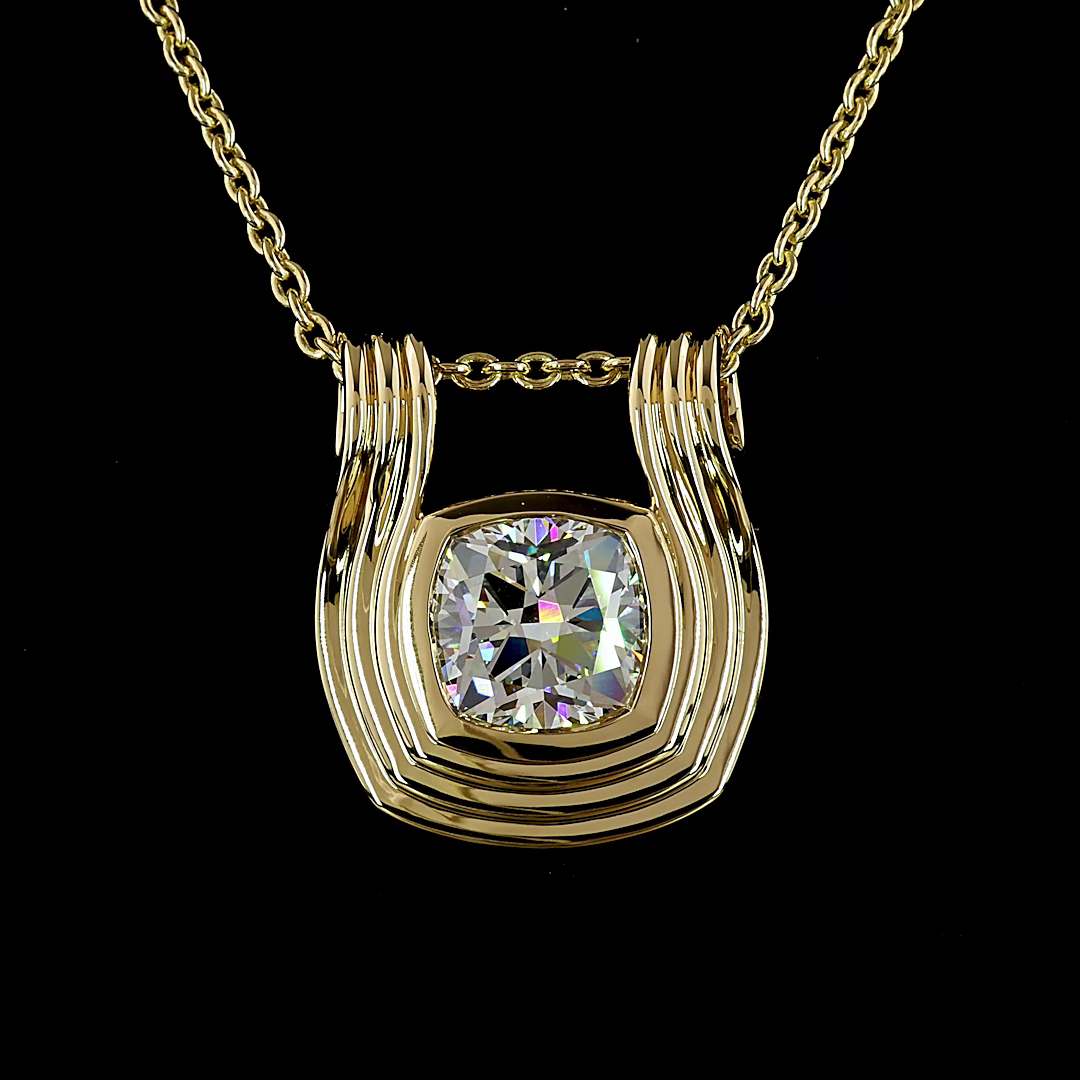 3.12 CT Square Cushion Brilliant Lab Diamond Solitaire Necklace Pendant (F Color and VS1 Clarity)