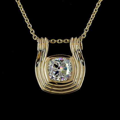 3.12 CT Square Cushion Brilliant Lab Diamond Solitaire Necklace Pendant (F Color and VS1 Clarity)