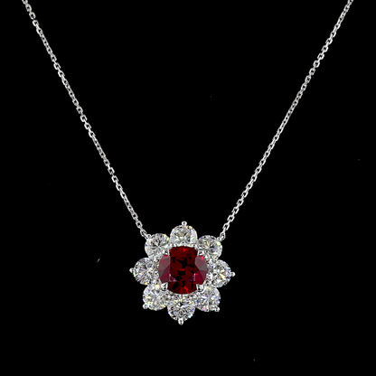 2.90 CTTW Round Lab Diamond Special Necklace Pendant (Rubby Color and VS2 Clarity)