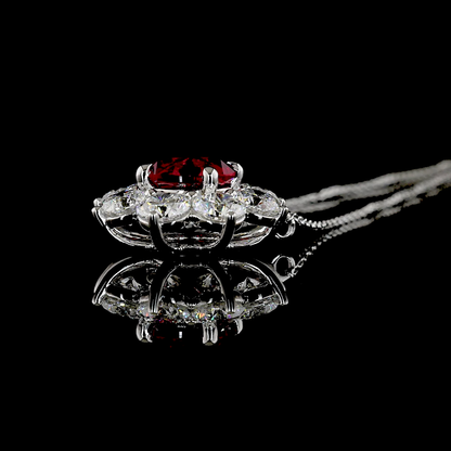 2.90 CTTW Round Lab Diamond Special Necklace Pendant (Rubby Color and VS2 Clarity)