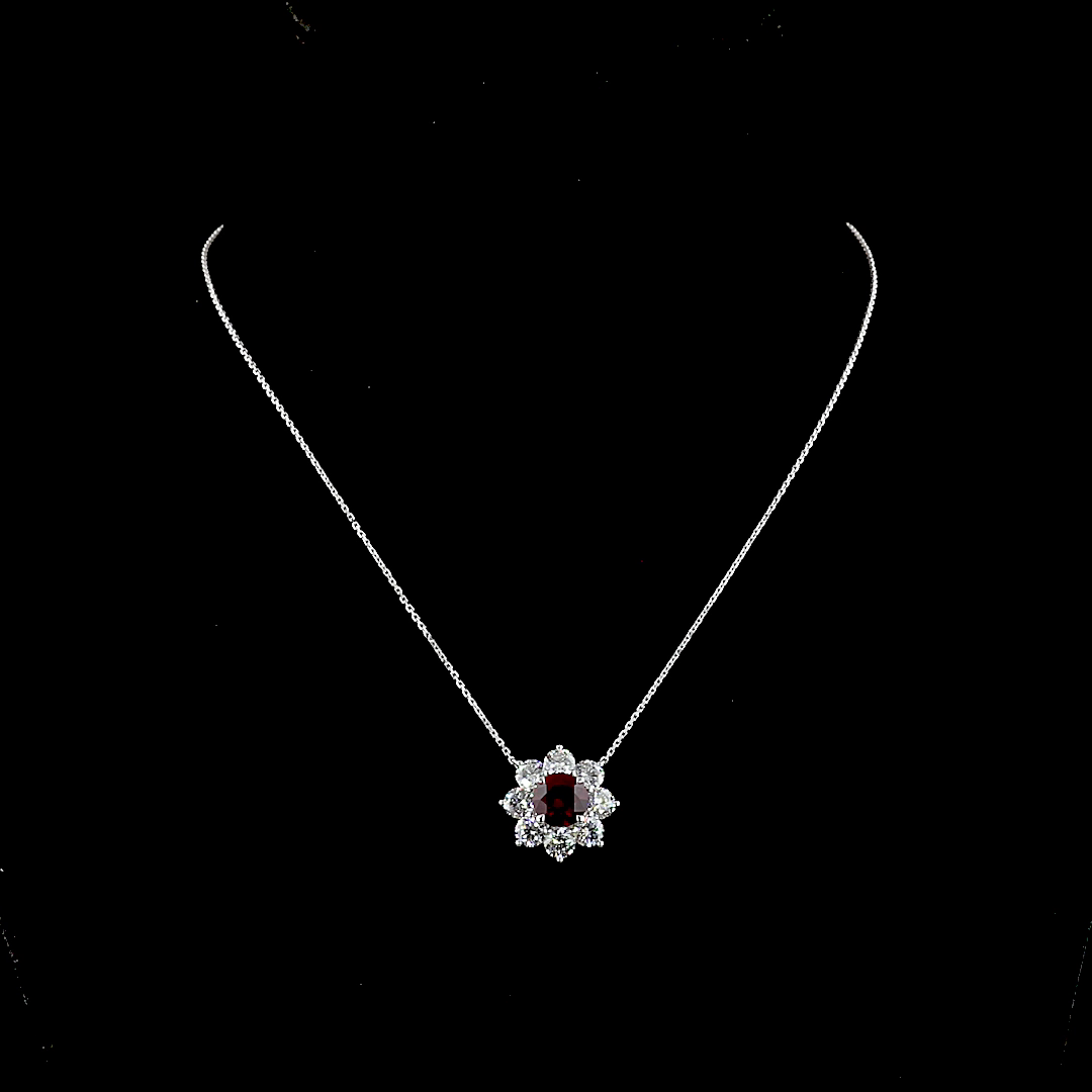 2.90 CTTW Round Lab Diamond Special Necklace Pendant (Rubby Color and VS2 Clarity)