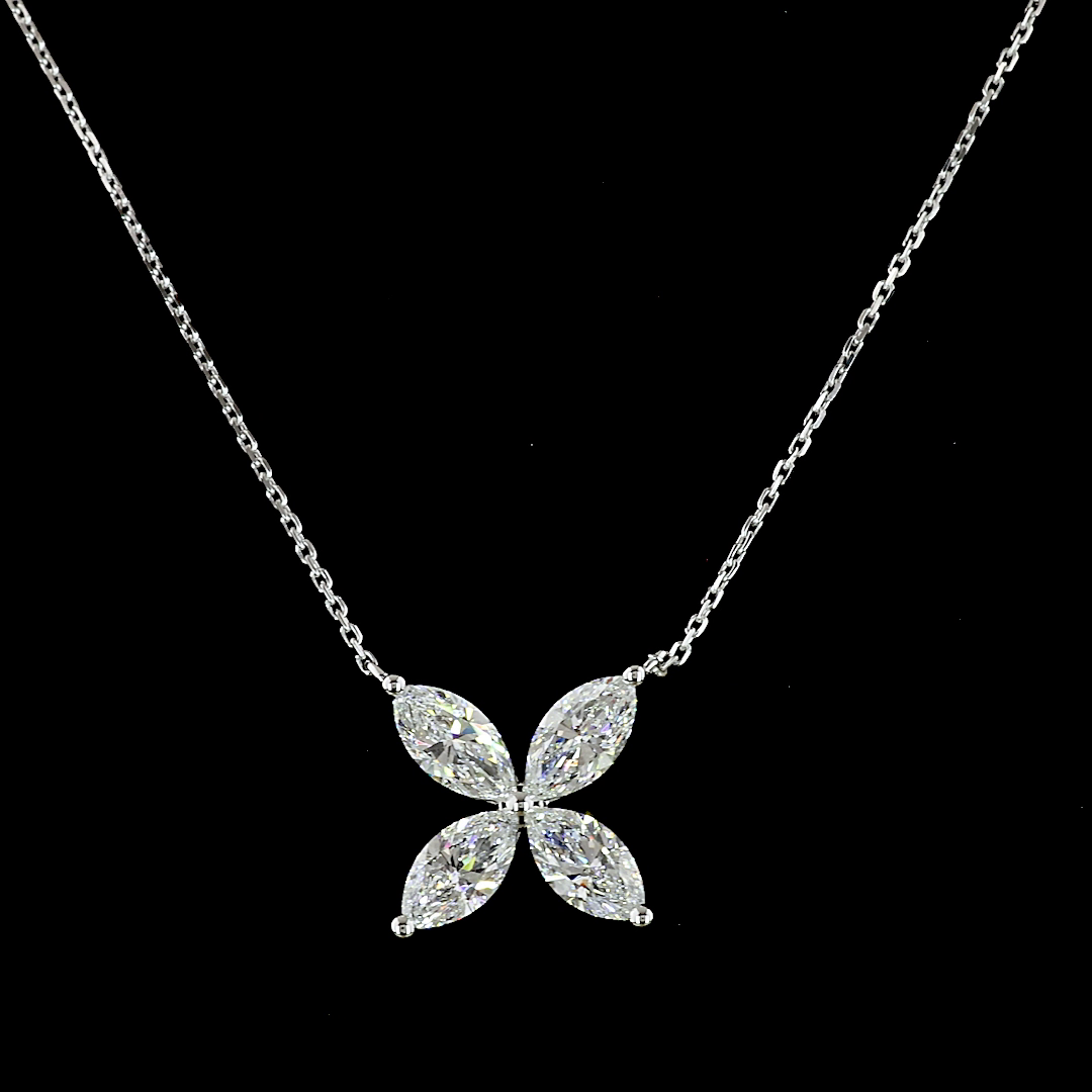 2.04 CTTW Marquise Lab Grown Diamond Marquise Necklace Pendant 18" (F Color and VS1 Clarity)