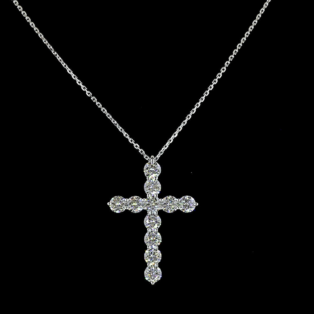 1.97 CTTW Round Lab Grown Diamond Cross Necklace Pendant 18" (E Color and VS Clarity)