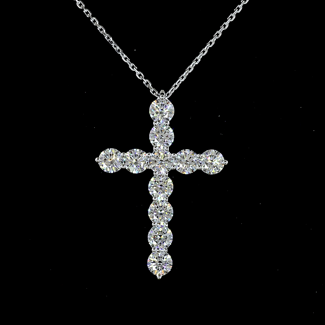 1.97 CTTW Round Lab Grown Diamond Cross Necklace Pendant 18" (E Color and VS Clarity)