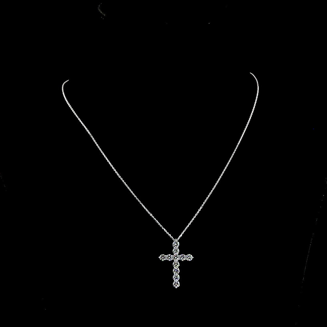 1.97 CTTW Round Lab Grown Diamond Cross Necklace Pendant 18" (E Color and VS Clarity)