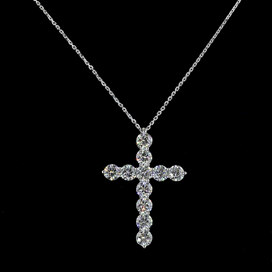 2.98 CTTW Round Lab Diamond Cross Necklace Pendant (H Color and SI Clarity)