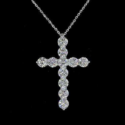 2.98 CTTW Round Natural Diamond Cross Necklace Pendant 18" (H Color and SI Clarity)