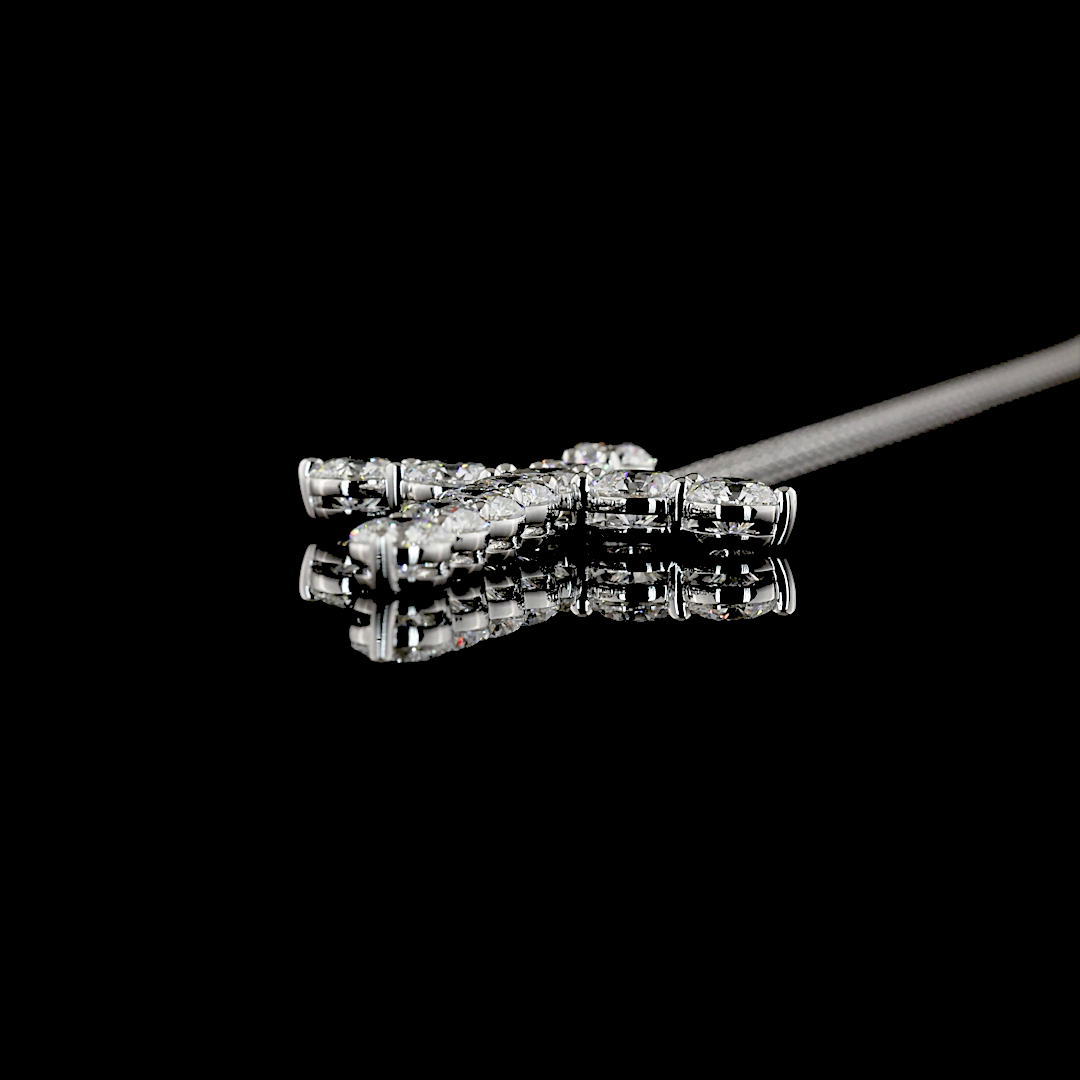 2.98 CTTW Round Natural Diamond Cross Necklace Pendant 18" (H Color and SI Clarity)