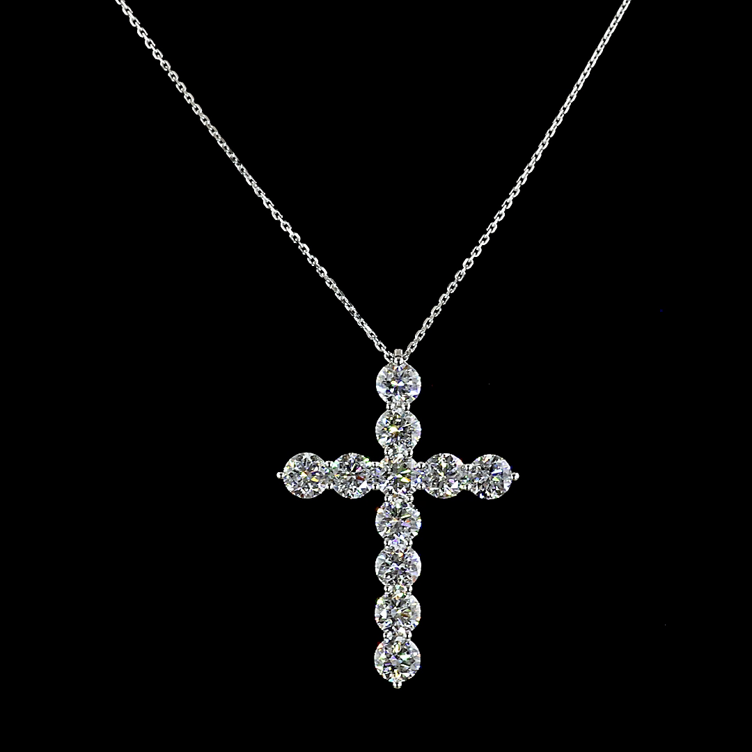5.56 CTTW Round Lab Grown Diamond Cross Necklace Pendant 18" (F Color and VS2 Clarity)