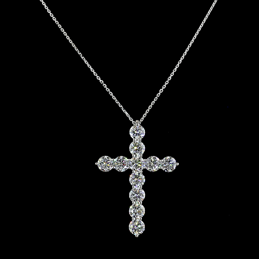 5.56 CTTW Round Lab Grown Diamond Cross Necklace Pendant 18" (F Color and VS2 Clarity)