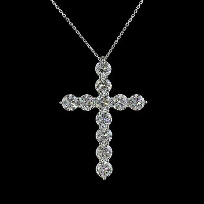 5.56 CTTW Round Lab Grown Diamond Cross Necklace Pendant 18" (F Color and VS2 Clarity)