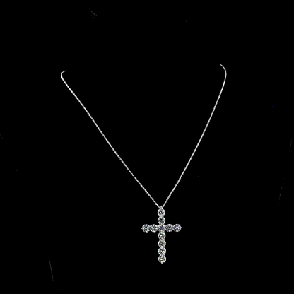 5.56 CTTW Round Lab Grown Diamond Cross Necklace Pendant 18" (F Color and VS2 Clarity)