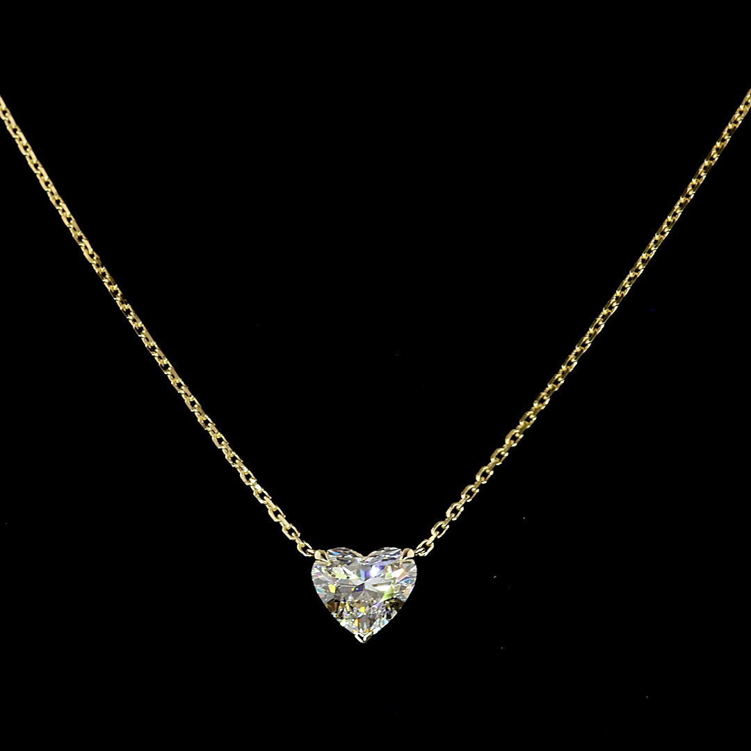 1.02 CT Heart Lab Grown Diamond Solitaire Necklace Pendant 18" (E Color and VS1 Clarity)
