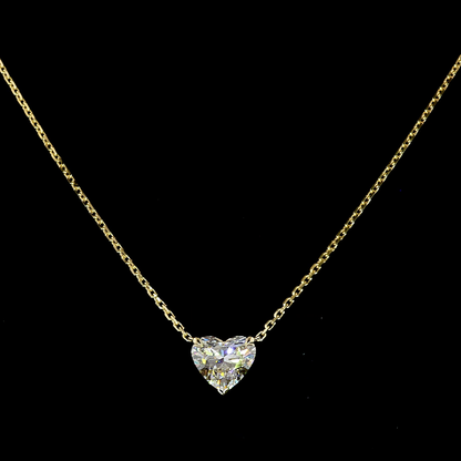 1.02 CT Heart Lab Grown Diamond Solitaire Necklace Pendant 18" (E Color and VS1 Clarity)