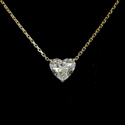 1.02 CT Heart Lab Grown Diamond Solitaire Necklace Pendant 18" (E Color and VS1 Clarity)
