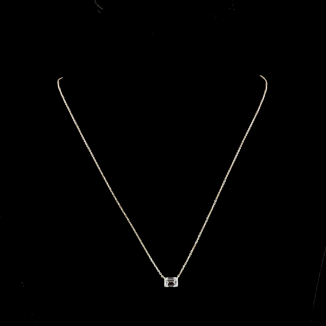 1.02 CT Emerald Lab Diamond Solitaire Necklace Pendant (E Color and VVS2 Clarity)