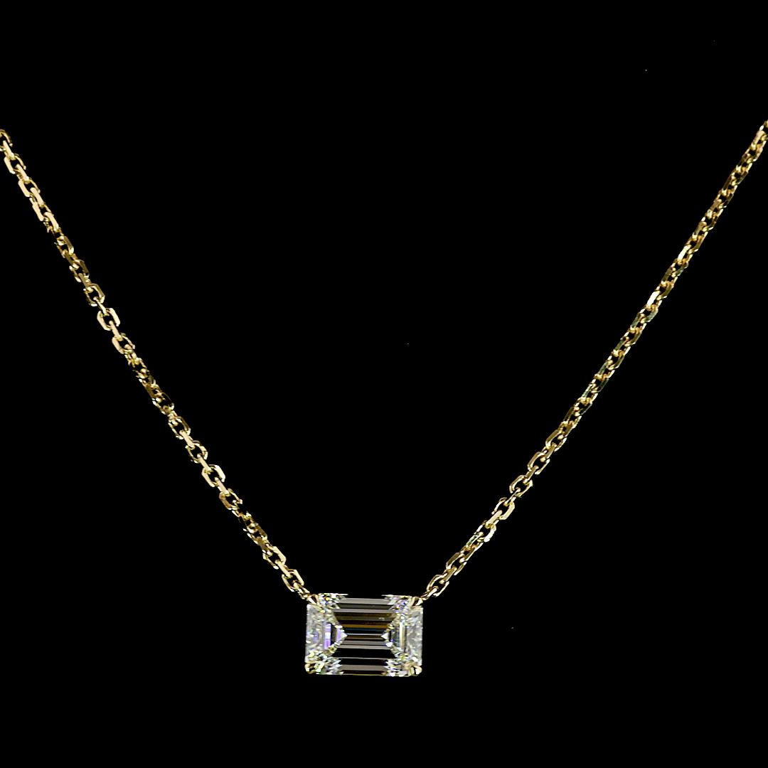1.04 CT Emerald Lab Grown Diamond Solitaire Necklace Pendant 18" (E Color and VVS2 Clarity)
