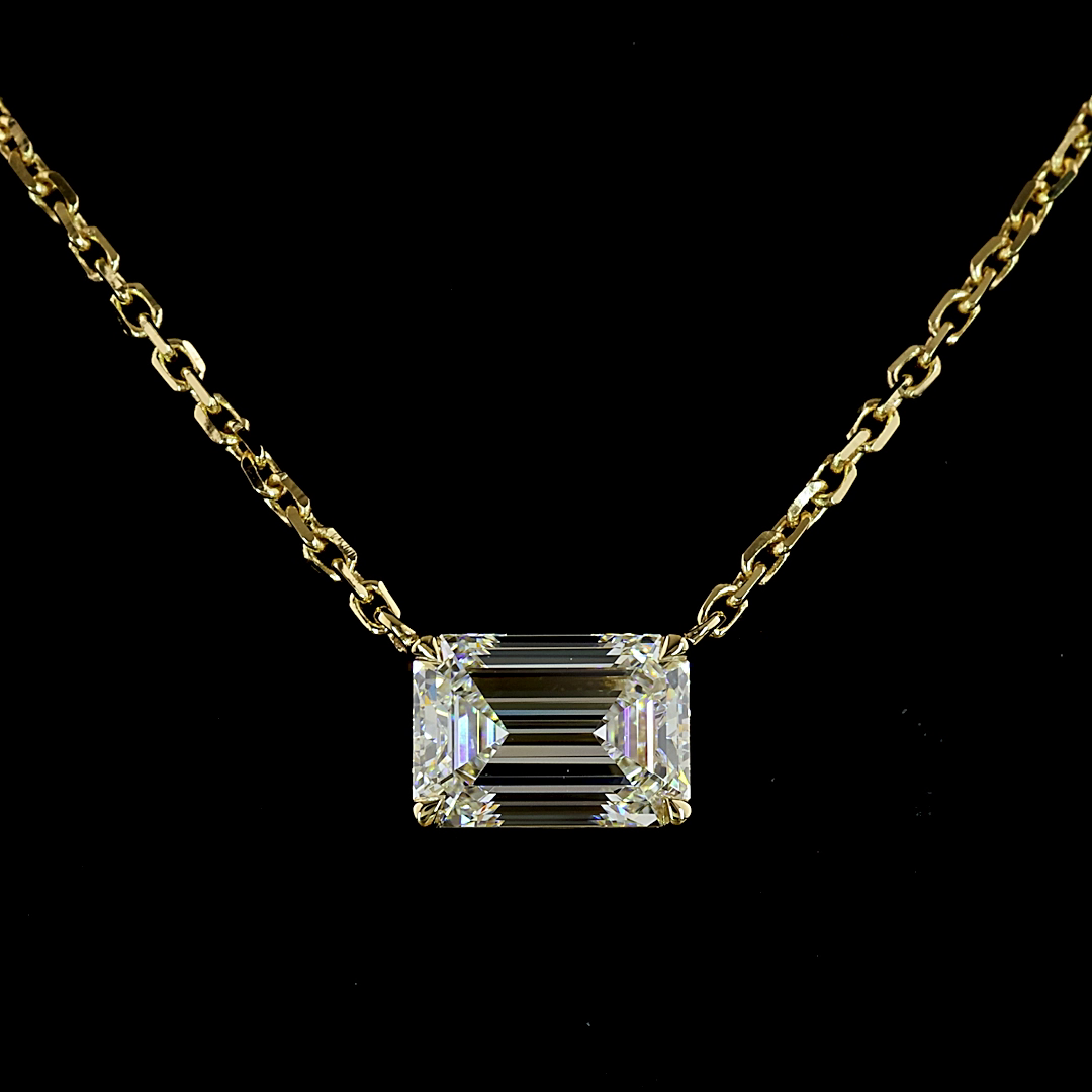1.04 CT Emerald Lab Grown Diamond Solitaire Necklace Pendant 18" (E Color and VVS2 Clarity)