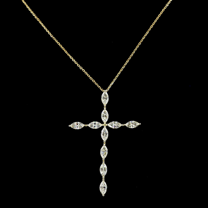 1.98 CTTW Marquise Lab Diamond Cross Necklace Pendant (F Color and VS+ Clarity)