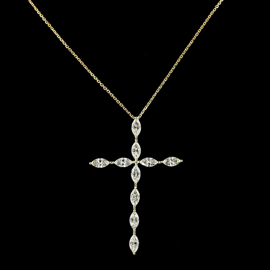 1.98 CTTW Marquise Lab Diamond Cross Necklace Pendant (F Color and VS+ Clarity)