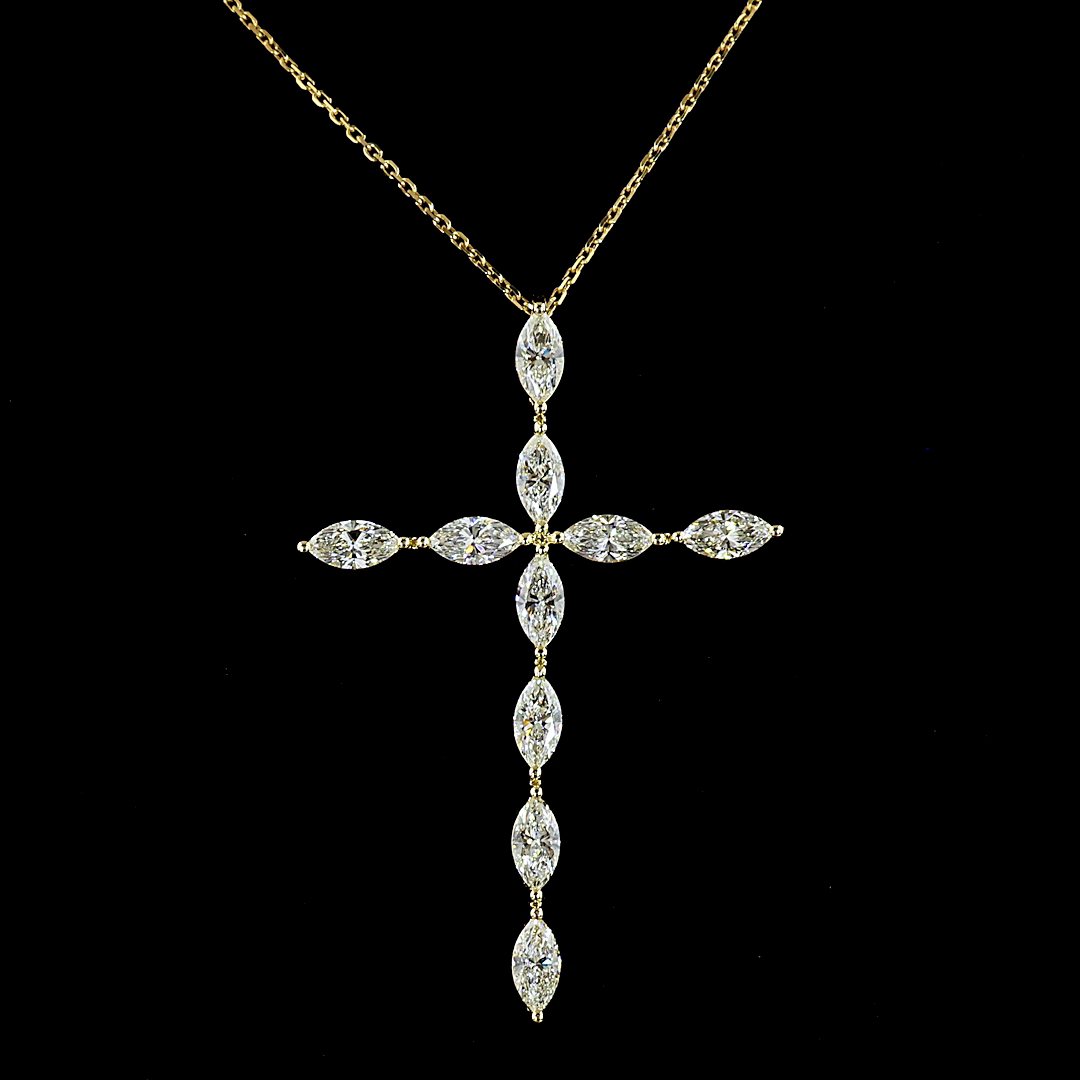 1.98 CTTW Marquise Lab Diamond Cross Necklace Pendant (F Color and VS+ Clarity)