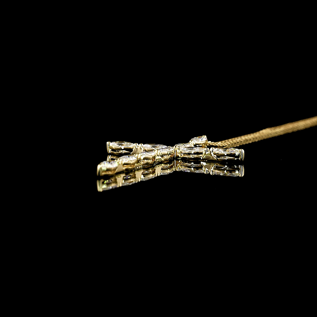 1.98 CTTW Marquise Lab Diamond Cross Necklace Pendant (F Color and VS+ Clarity)