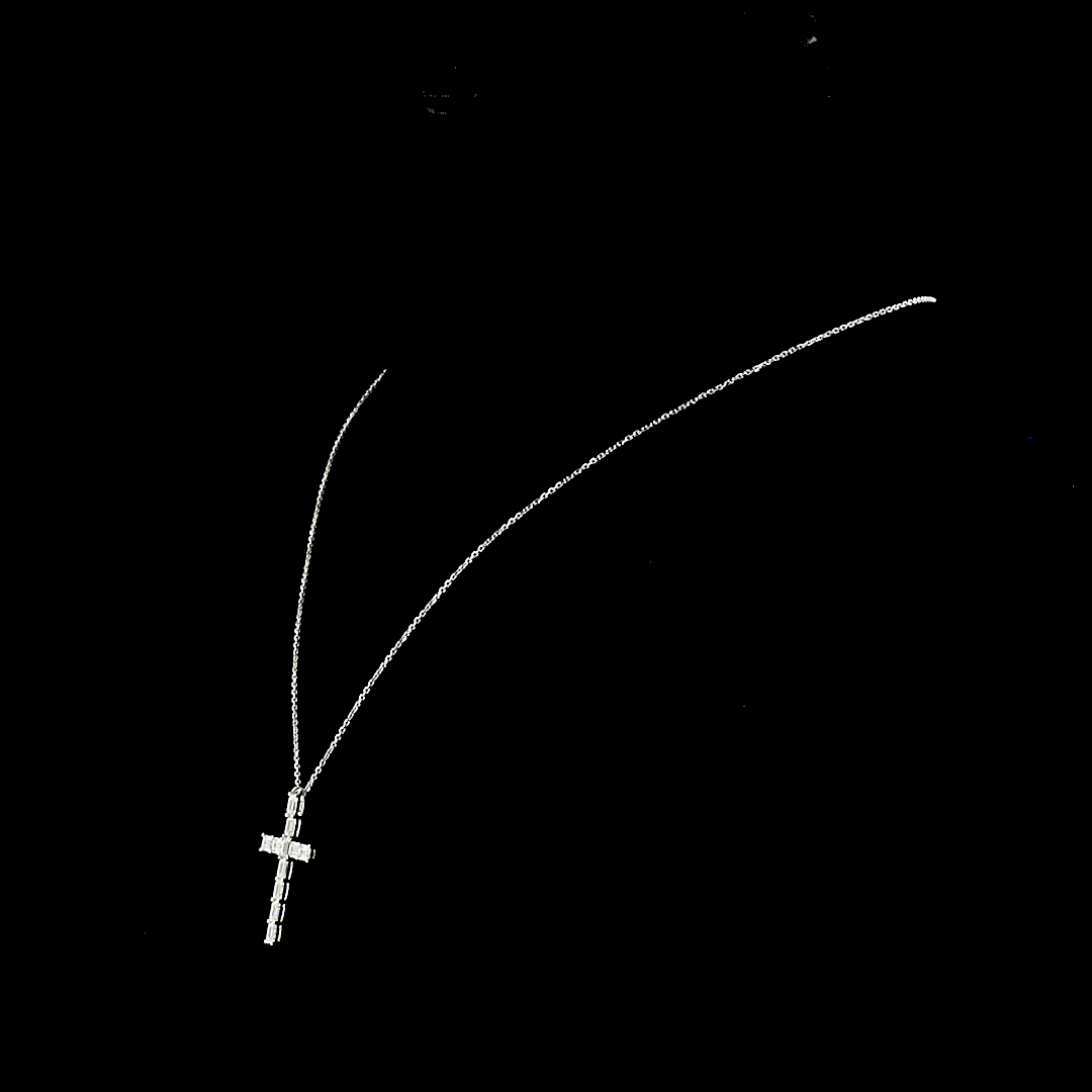 2.24 CTTW Emerald Lab Diamond Cross Necklace Pendant (E Color and VS1 Clarity)